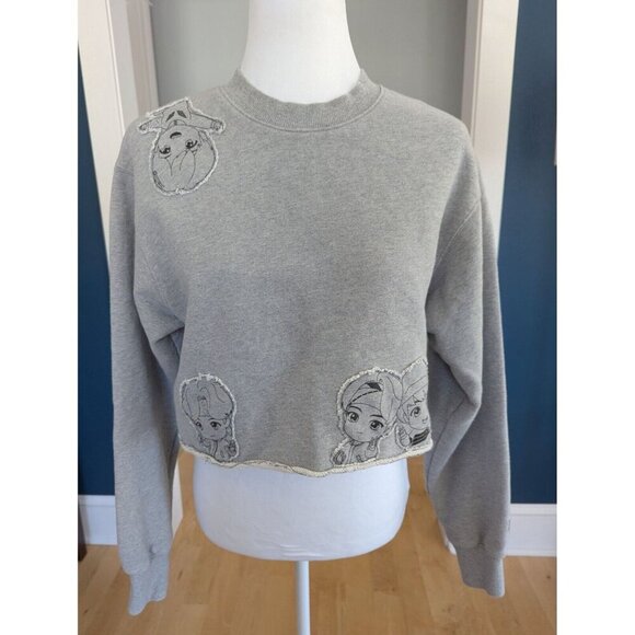 BTS Official Sweatshirt Modified Tiny Tan Cropped Sweatshirt Size M - Picture 1 of 13